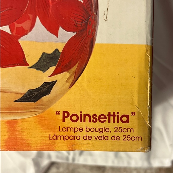 Festive Holiday Decor Celebrations Poinsettia Hand blown Glass Candle Vase - Picture 2 of 6